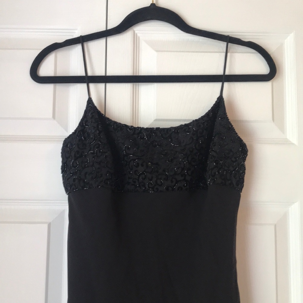 Beaded black evening gown